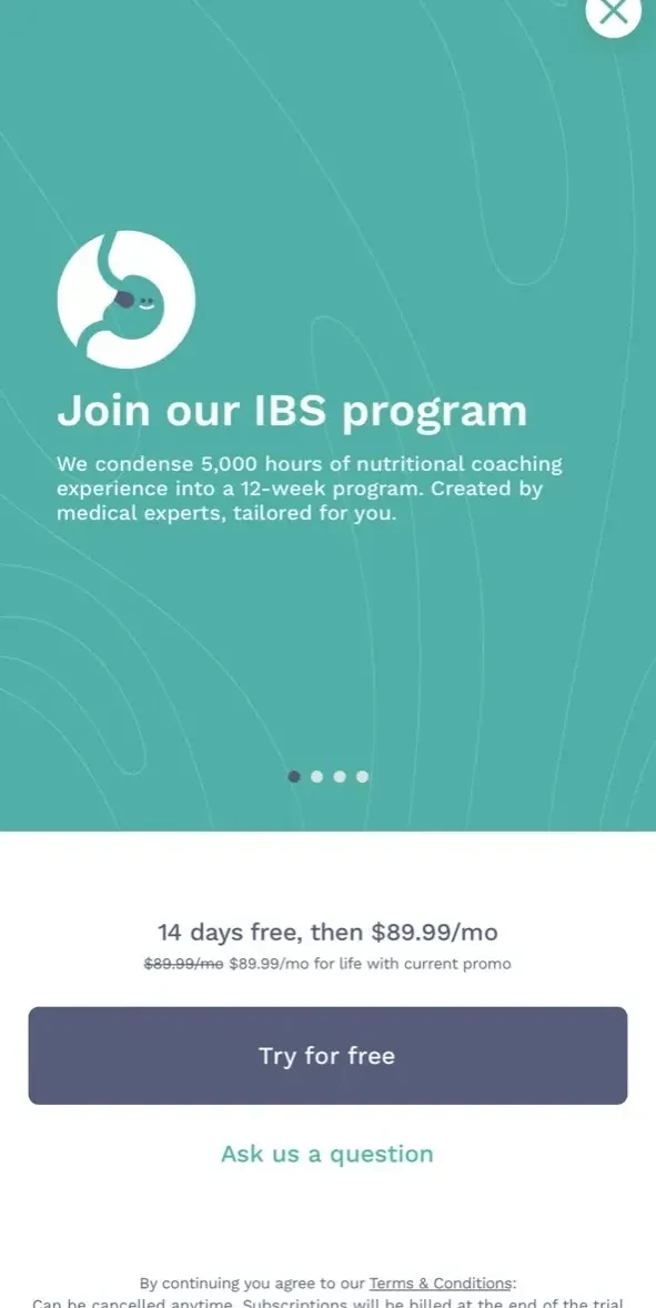 Cara Care paywall screen