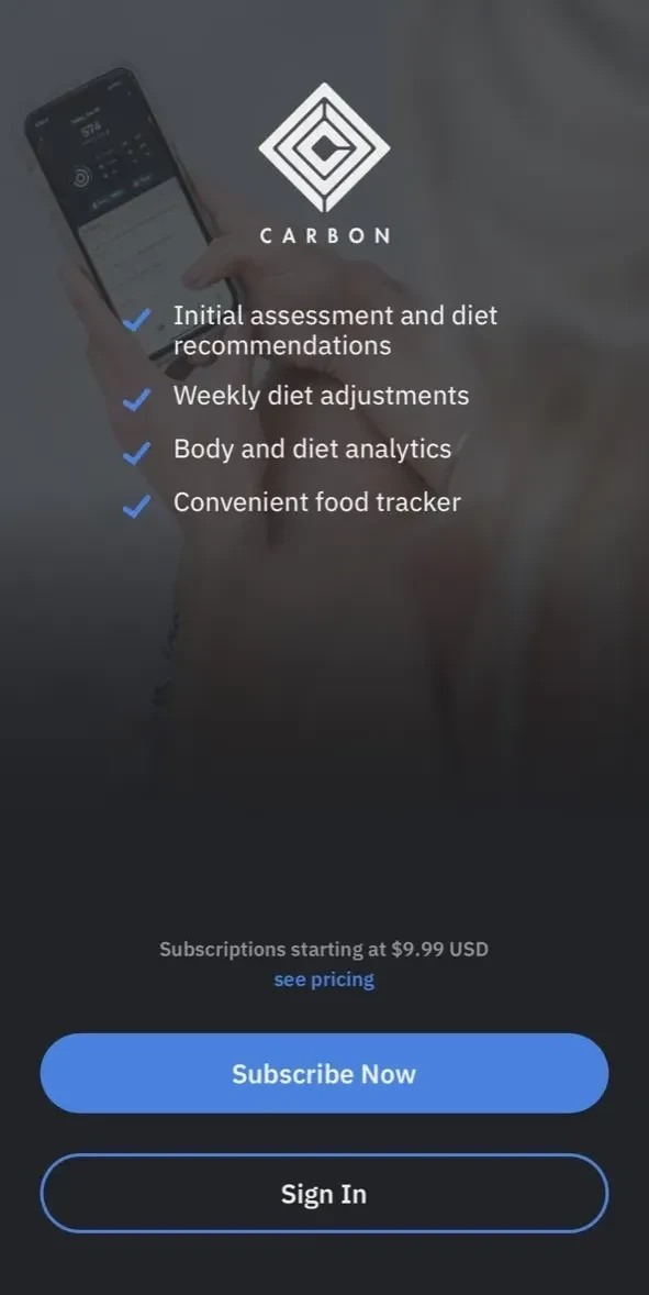 Carbon paywall screen