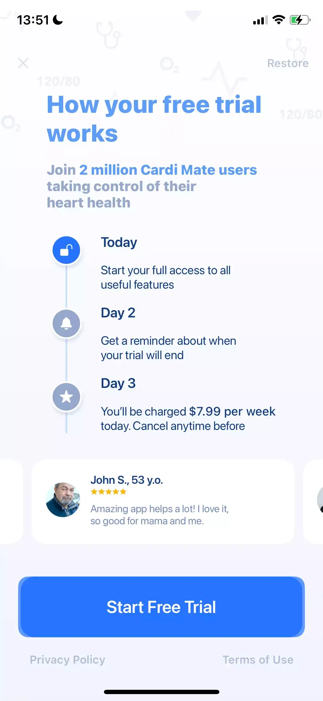 Cardi Mate paywall screen