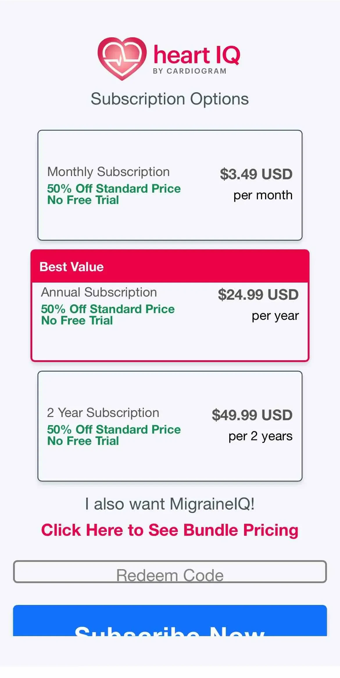 Cardiogram paywall screen