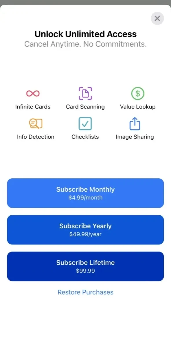 Cardstock paywall screen