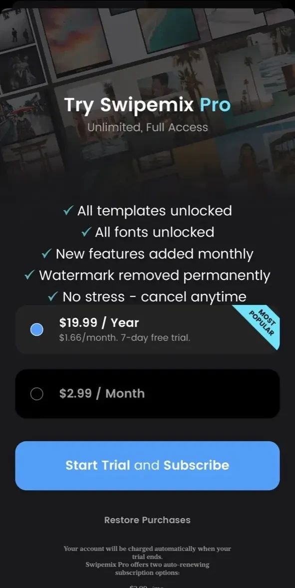 Carousel Layout paywall screen