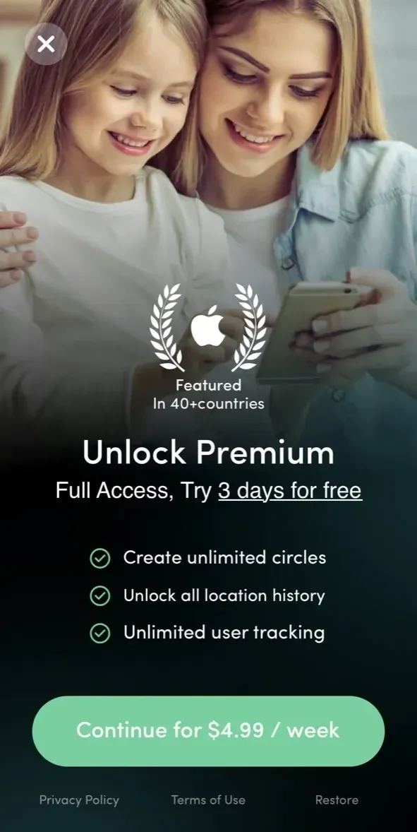 Carpin paywall screen