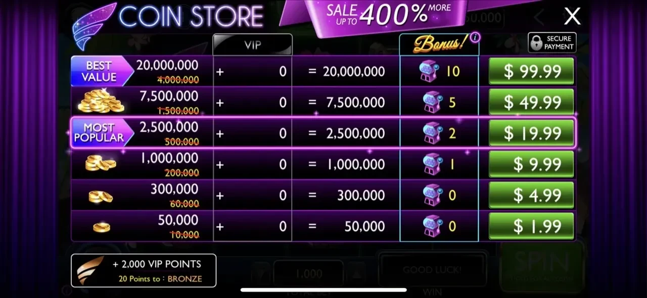 Casino Frenzy paywall screen