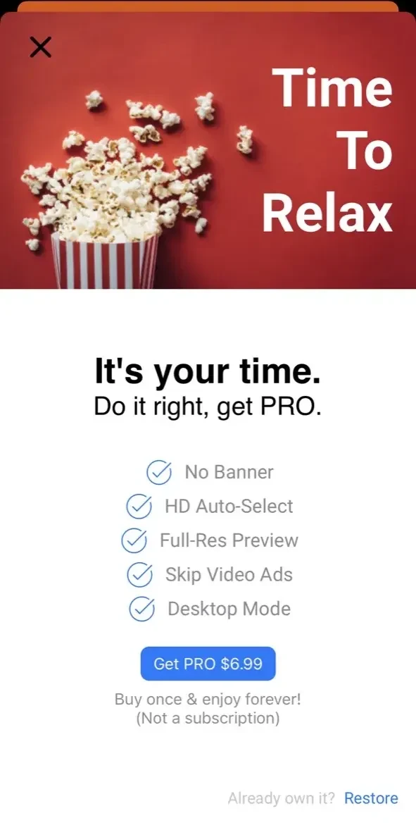 Cast Web Videos to TV paywall screen