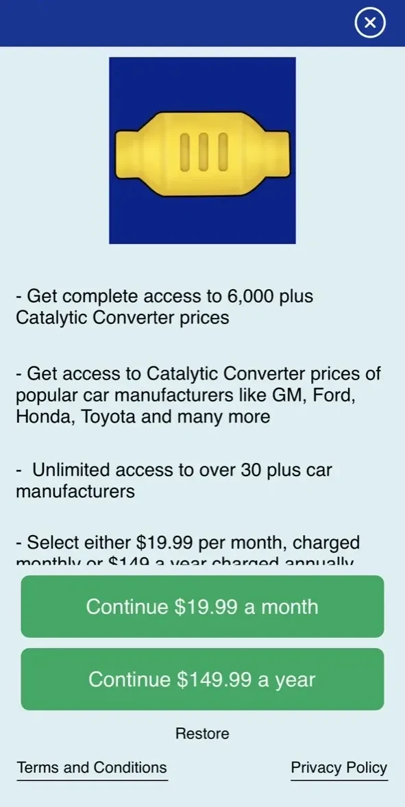 Catalytic Converter Guide paywall screen