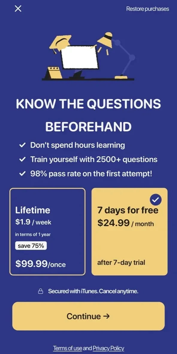 CDL Permit paywall screen