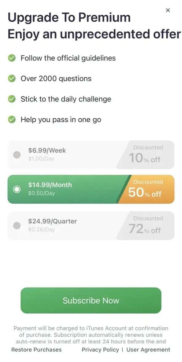 CDL  Test 2024 paywall screen