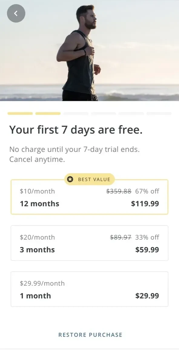 Centr paywall screen