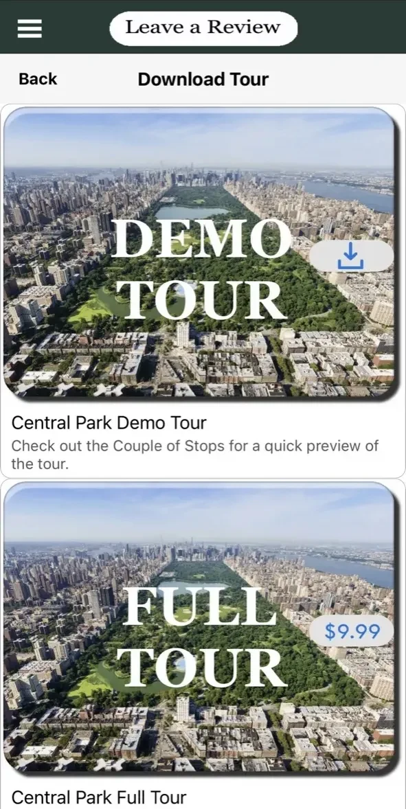 Central Park New York Guide paywall screen