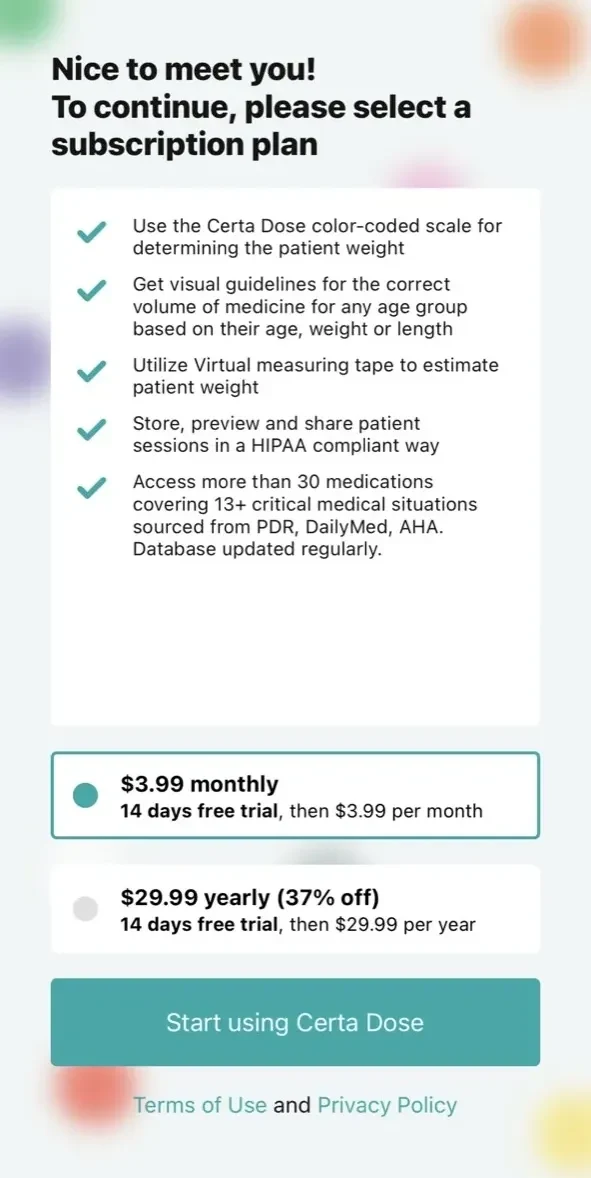 Certa Dose paywall screen