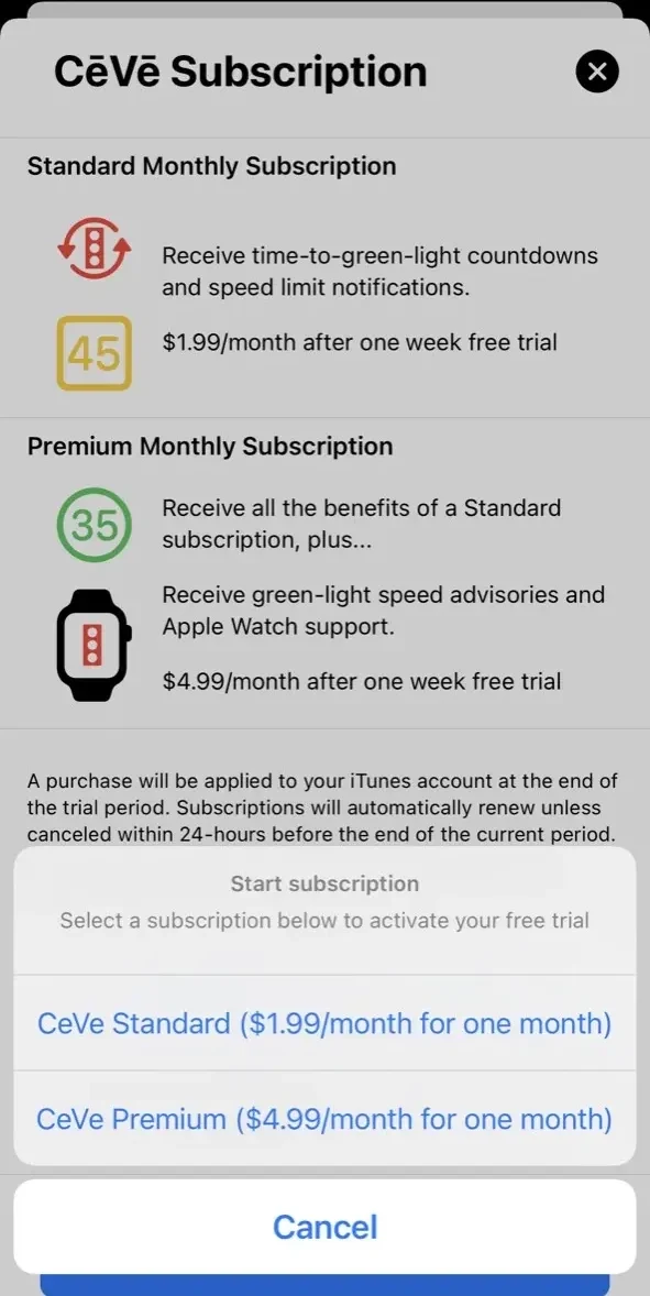 CeVe paywall screen