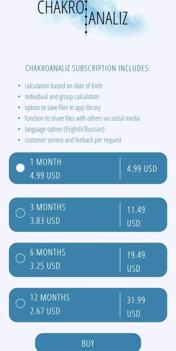 Chakro Analiz paywall screen