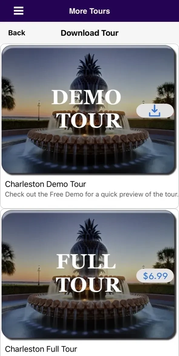 Charleston Audio Tour Guide paywall screen