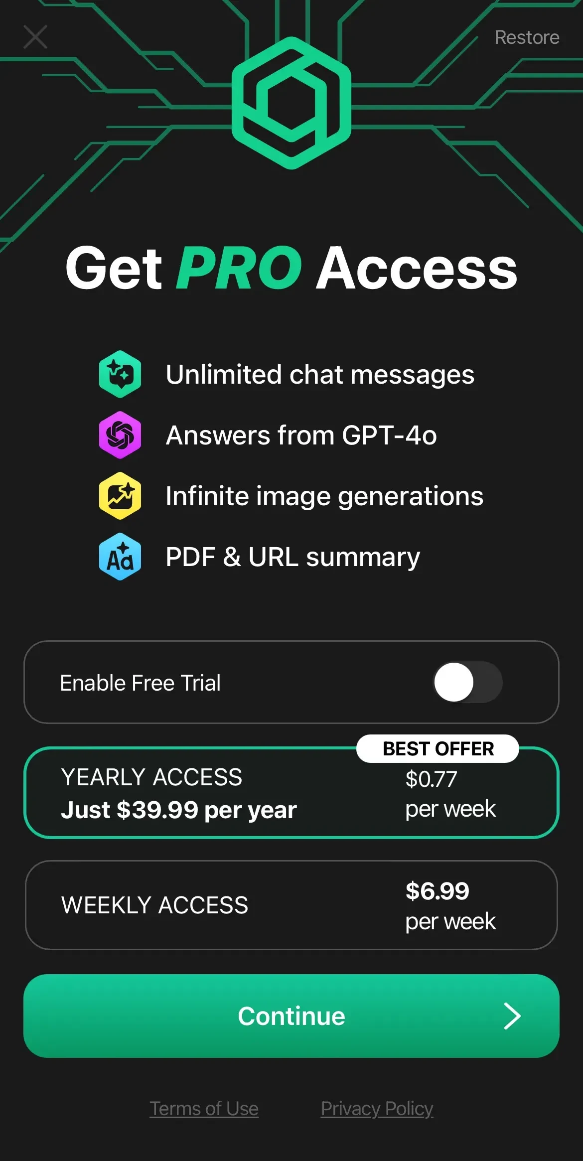 ChatBox paywall screen