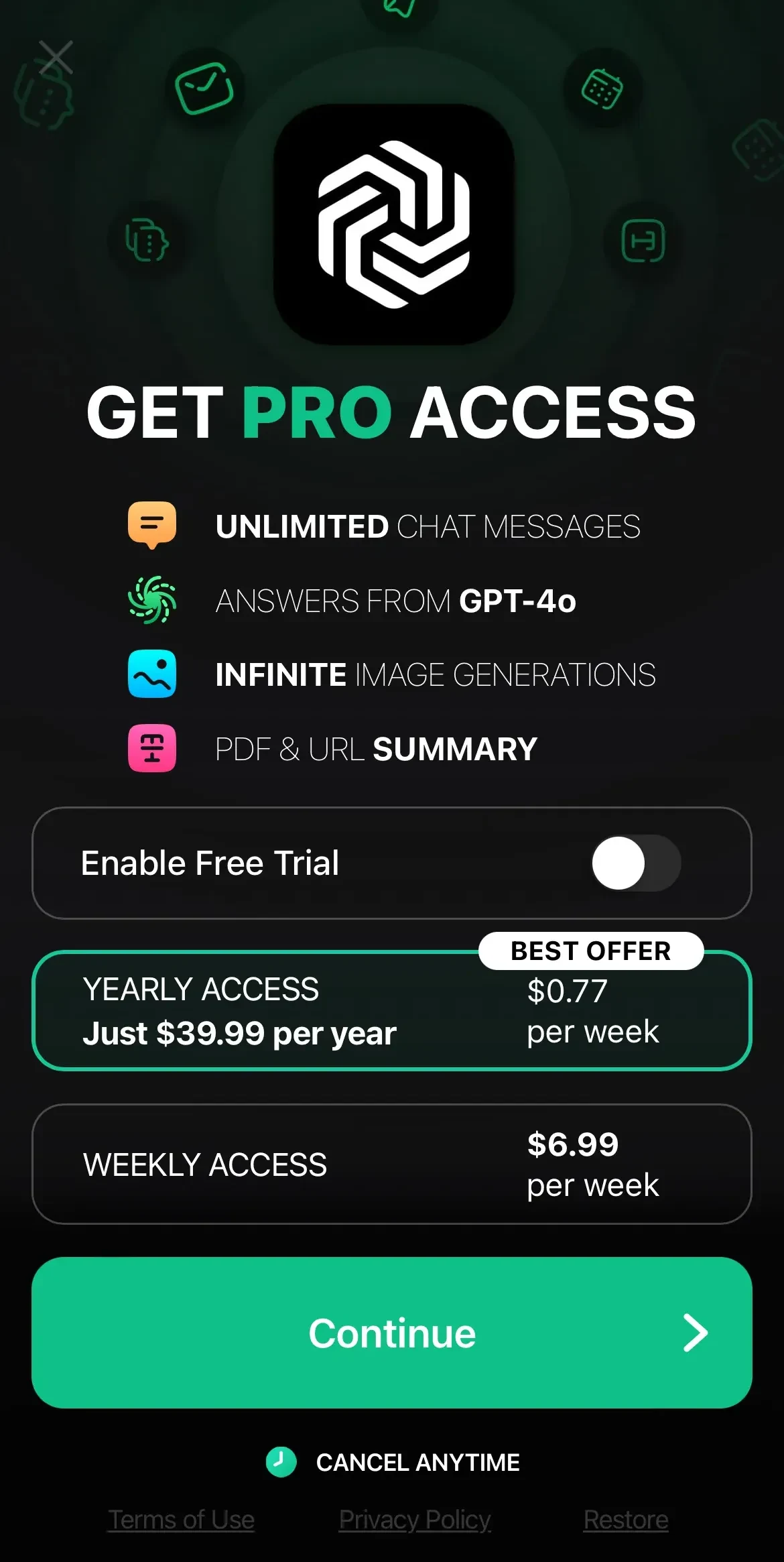 ChatOn paywall screen