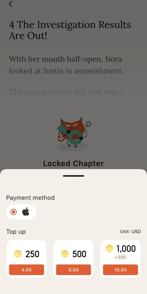 Chereads paywall screen