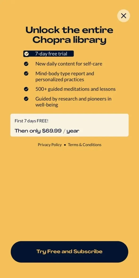 Presence paywall screen
