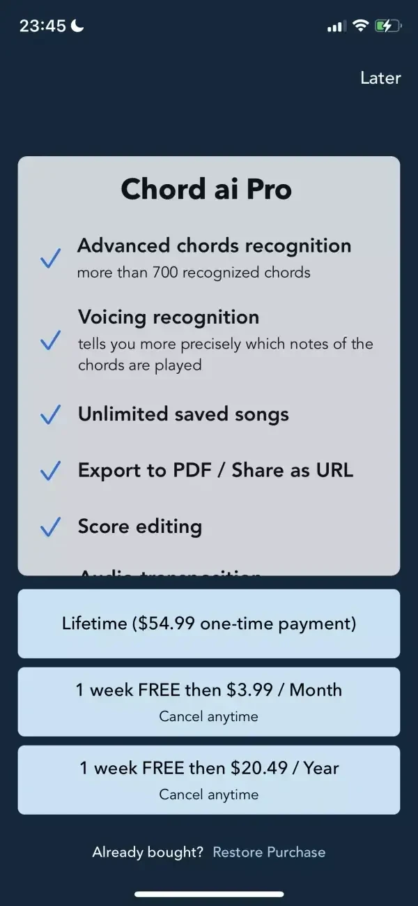 Chord ai paywall screen