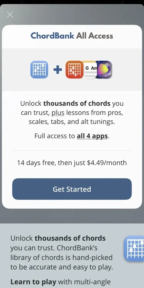 ChordBank paywall screen