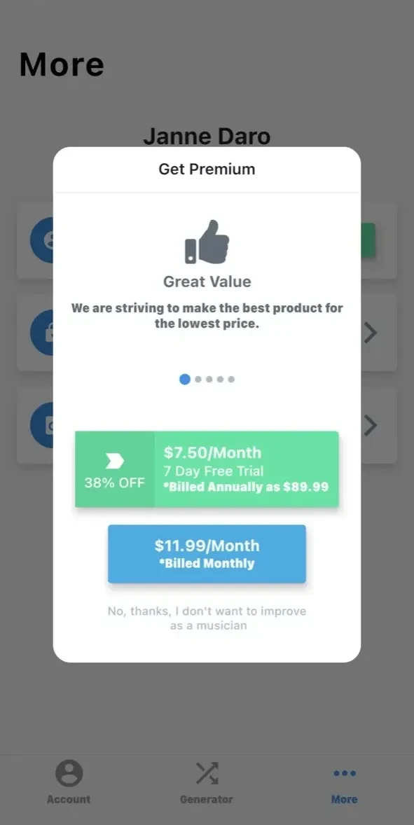 ChordChord paywall screen