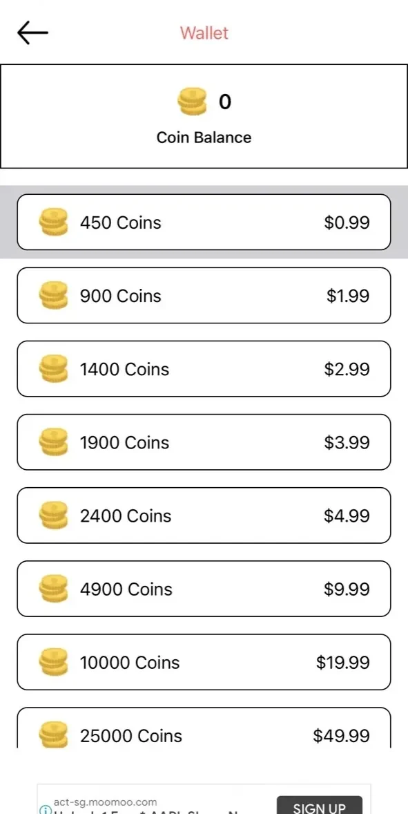 Chums Live paywall screen
