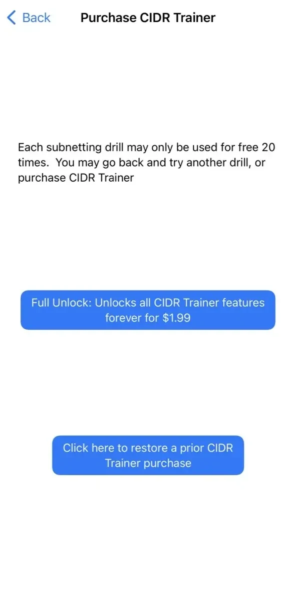 CIDR Trainer paywall screen
