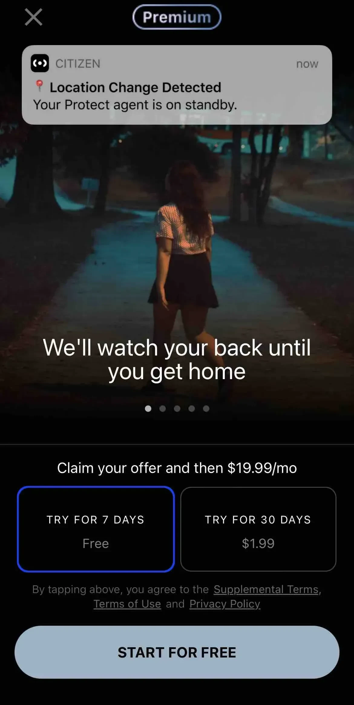 Citizen paywall screen