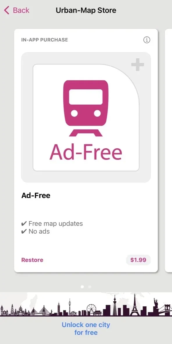 City Rail Map paywall screen