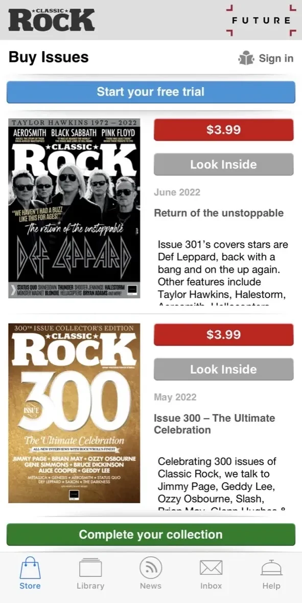 Classic Rock Magazine paywall screen
