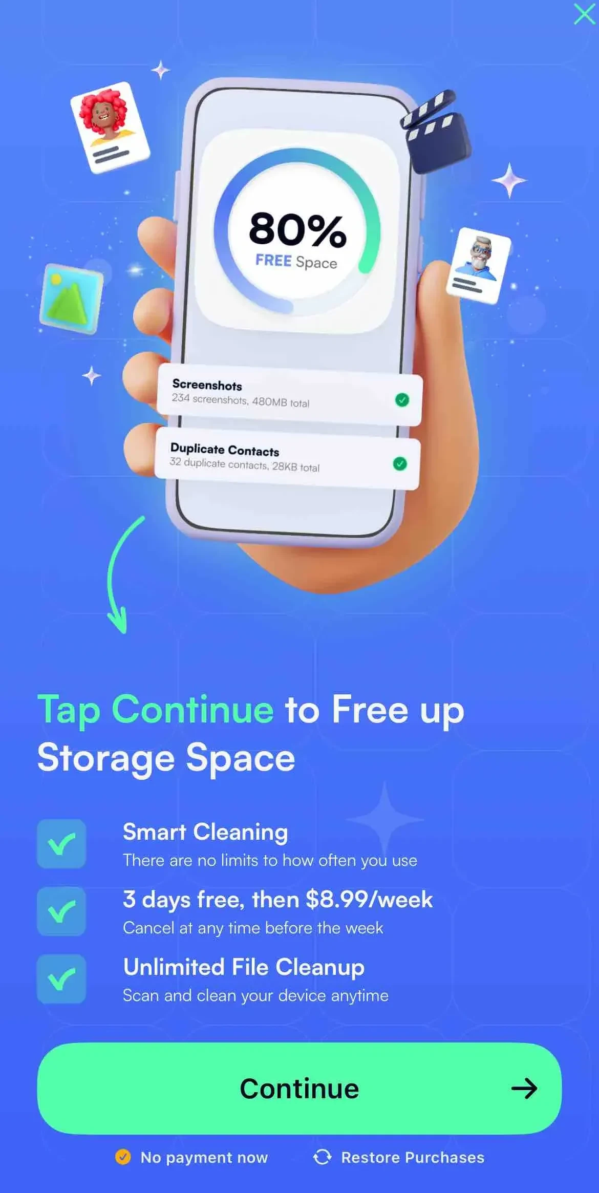Clean Phone Storage Now paywall screen