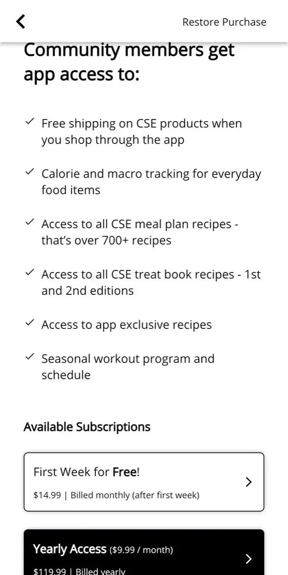 Clean Simple Eats paywall screen