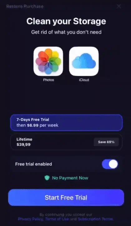 Cleaner Guru paywall screen