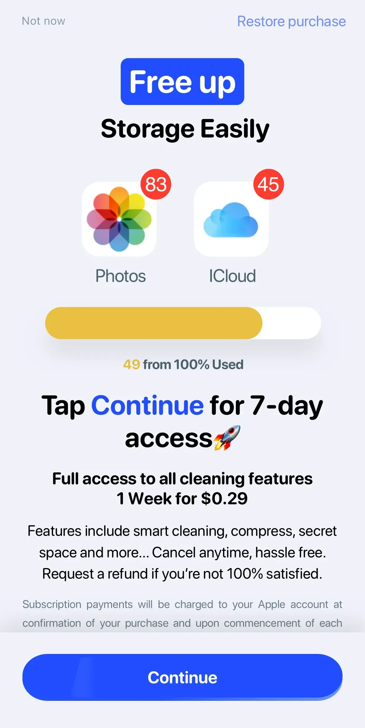AI Cleaner paywall screen