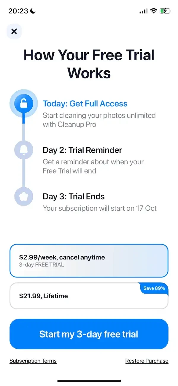 Cleanup paywall screen