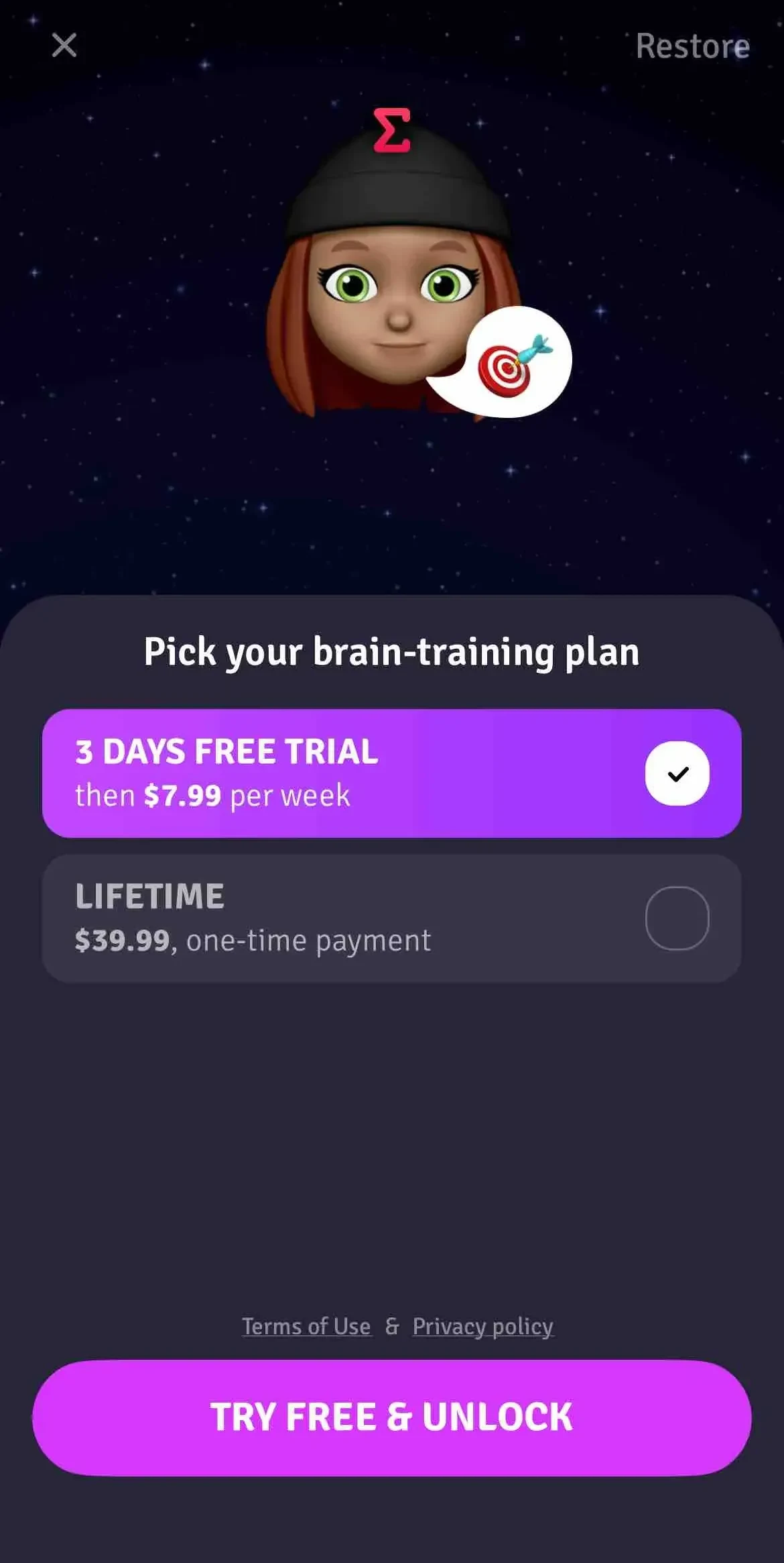 Clever paywall screen