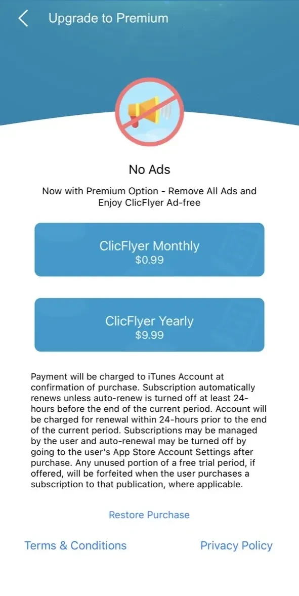 ClicFlyer paywall screen