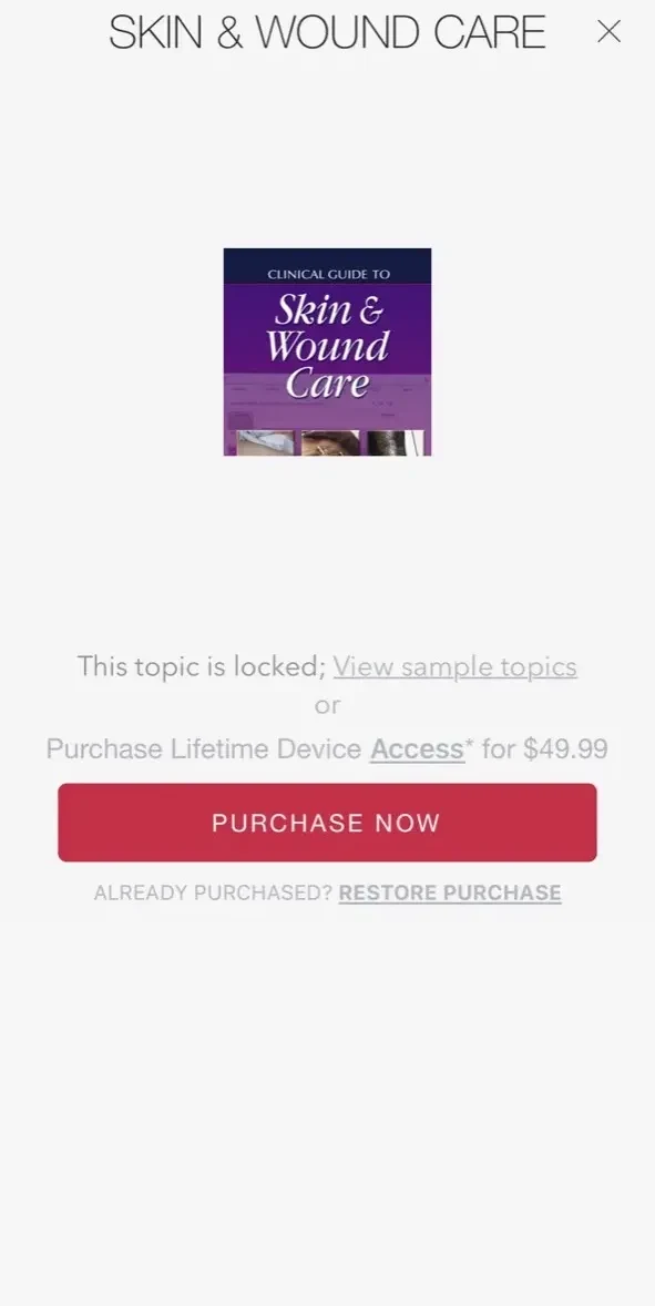 Product Guide Skin Wound Care paywall screen