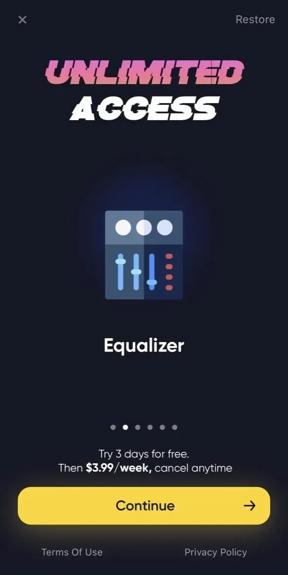 Cloud Music Player Offline paywall screen