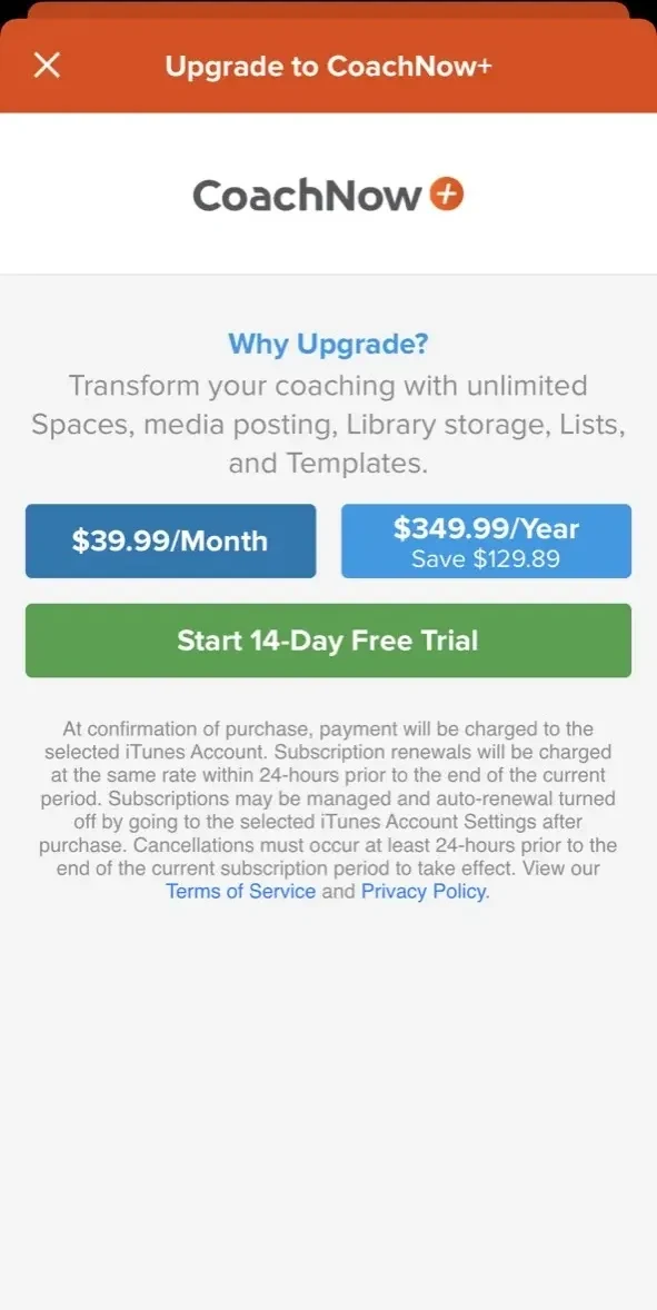 CoachNow paywall screen