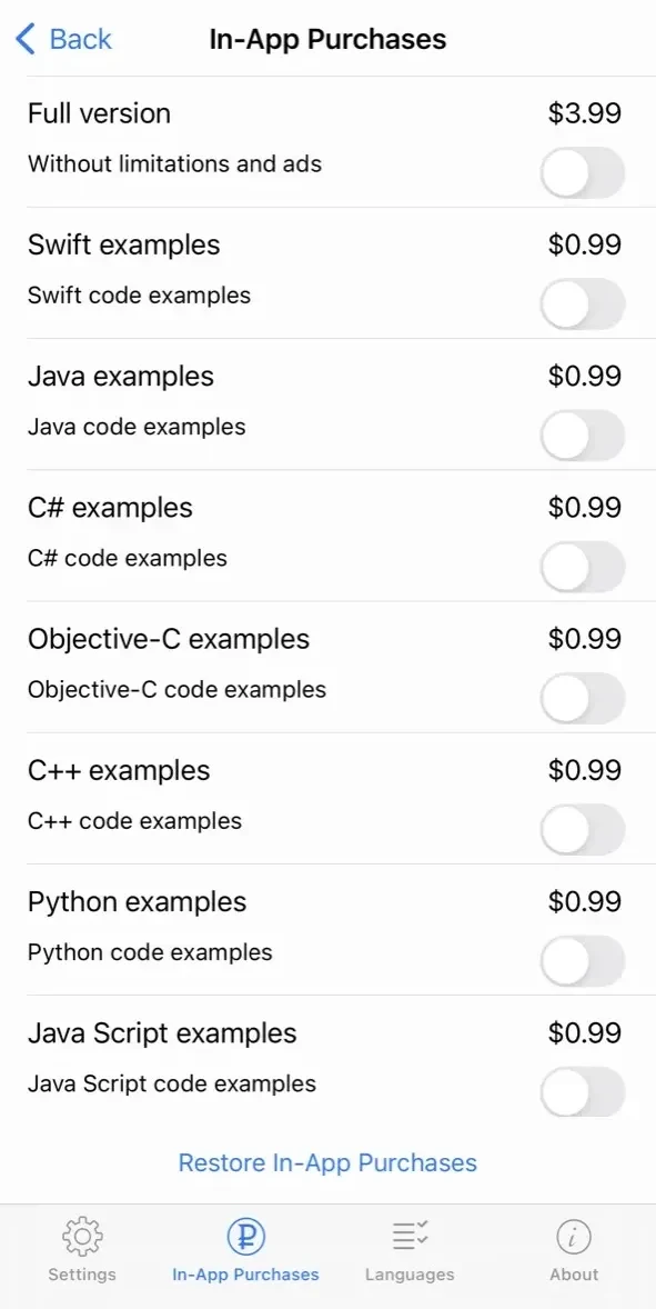 Code Recipes paywall screen