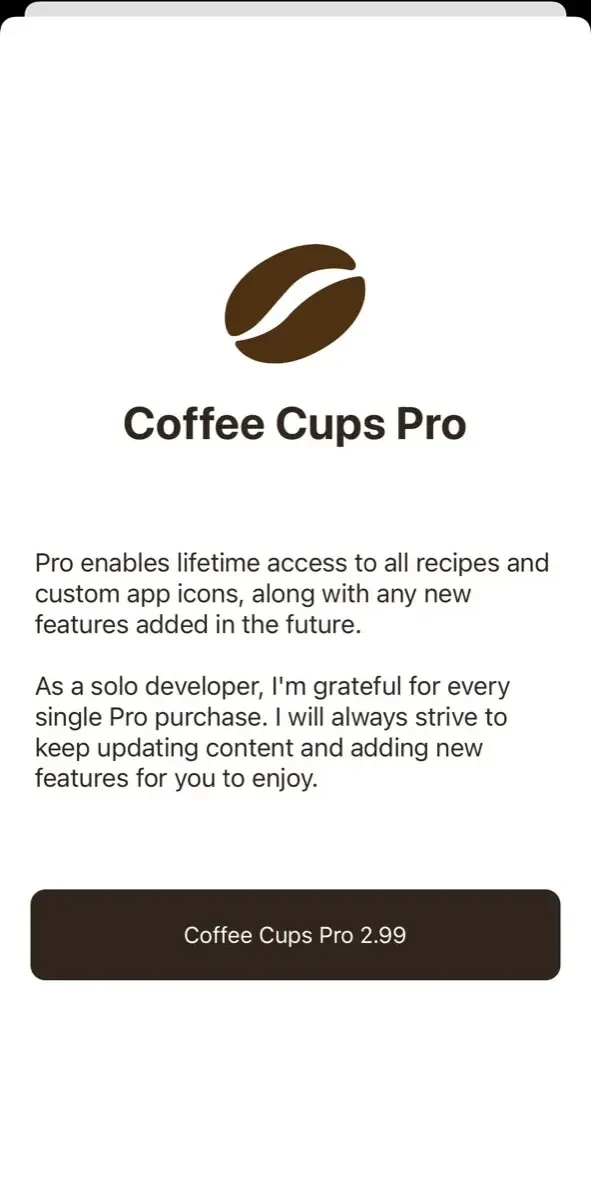 Coffee Cups paywall screen