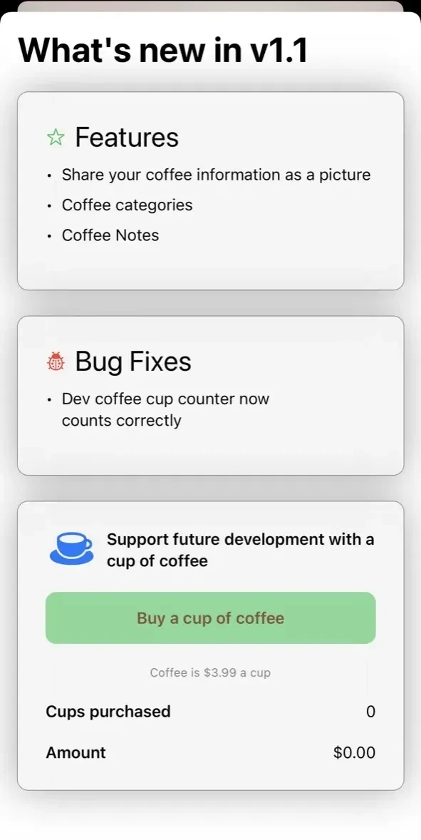 coffee_ paywall screen