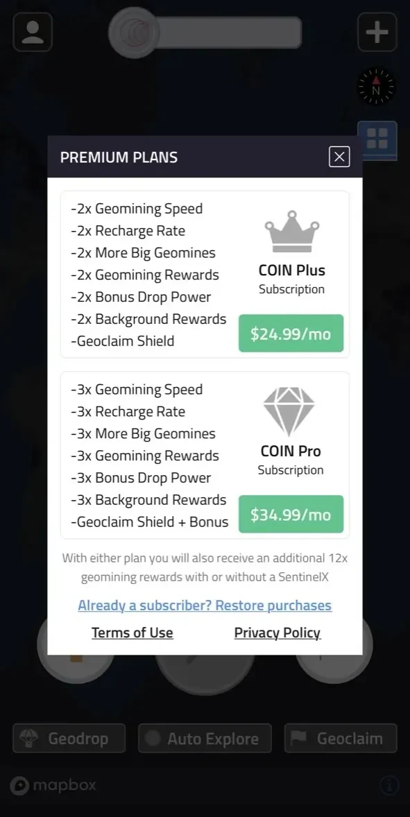COIN paywall screen