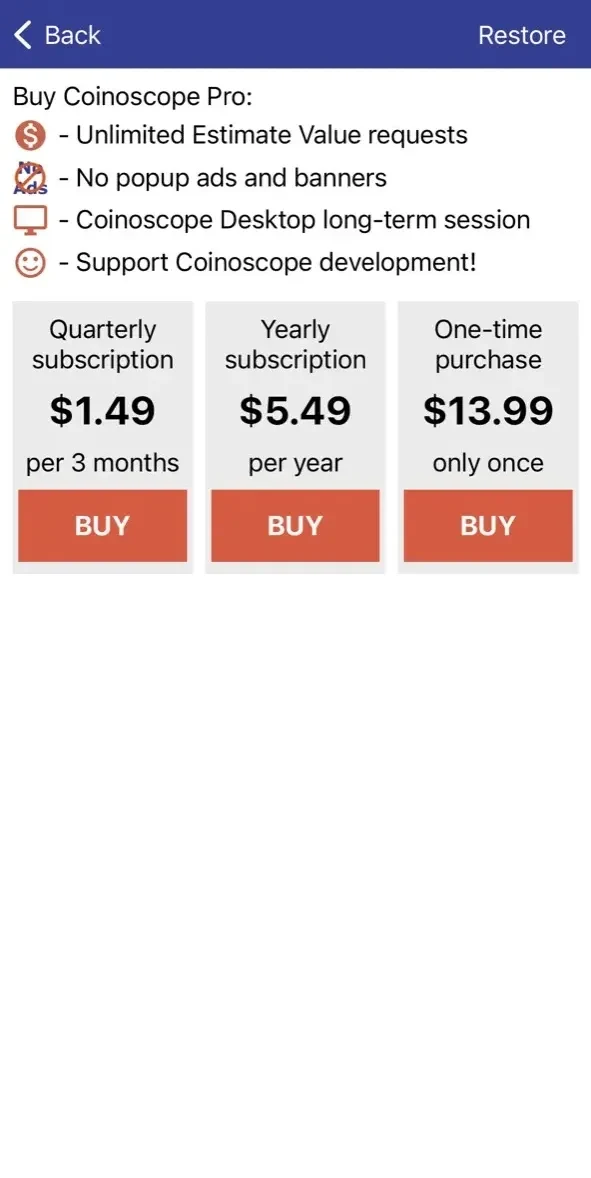 Coinoscope paywall screen