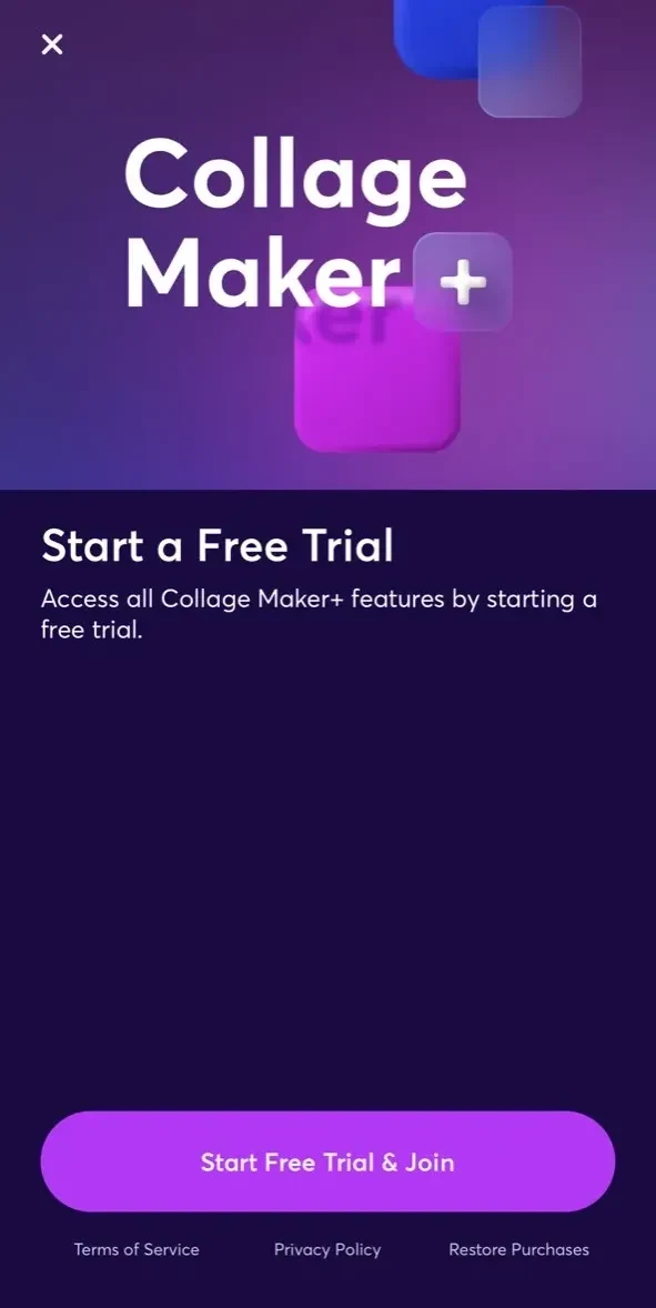 Collage Maker paywall screen