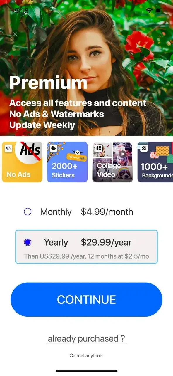 Collage Maker paywall screen