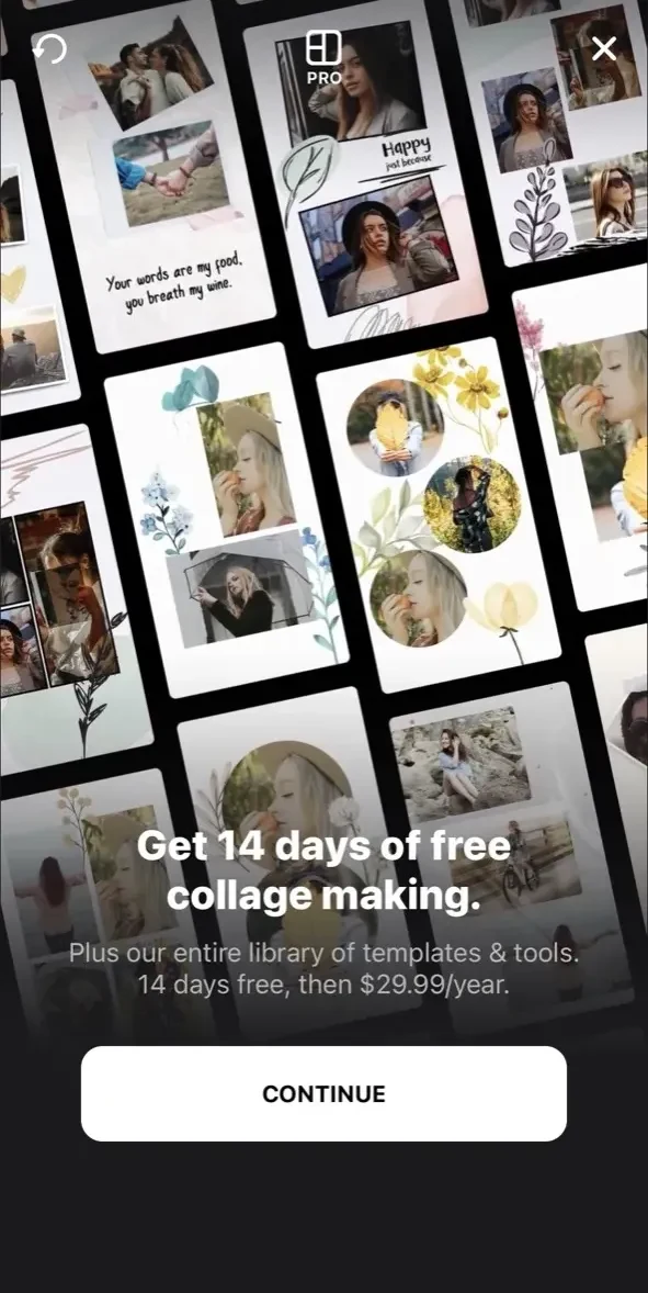 Layout for Instagram paywall screen