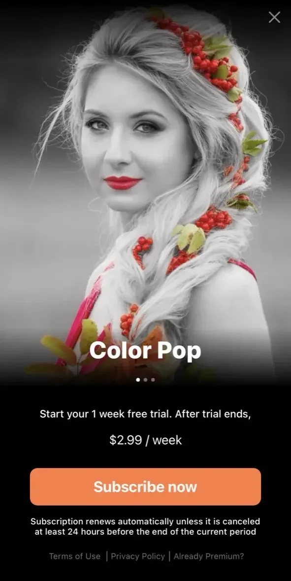 Color Pop paywall screen