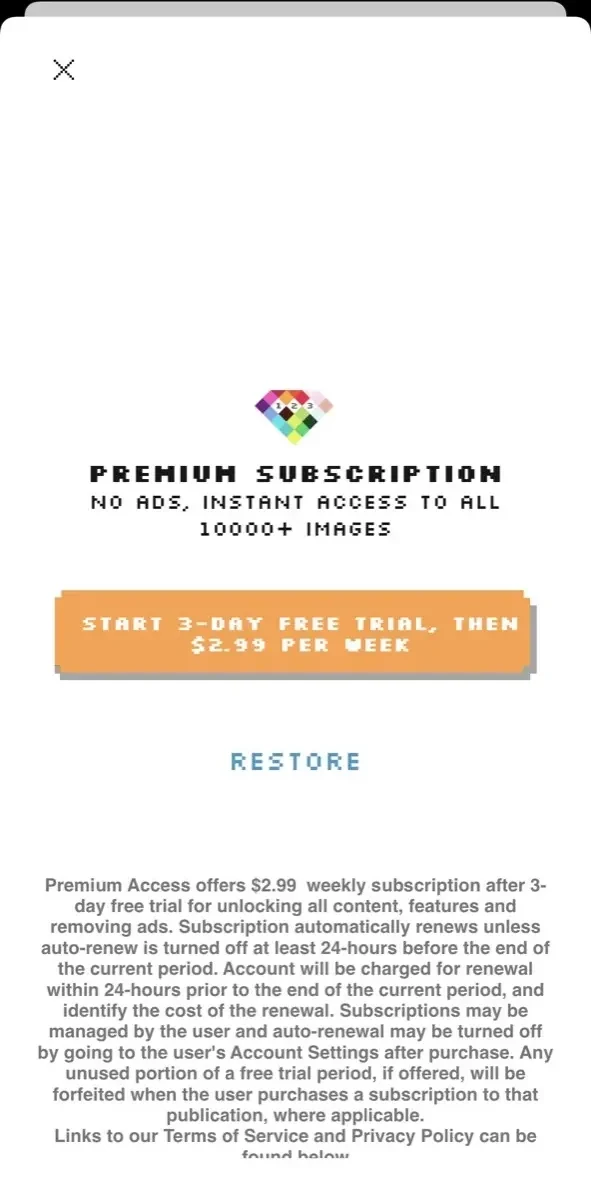Color paywall screen